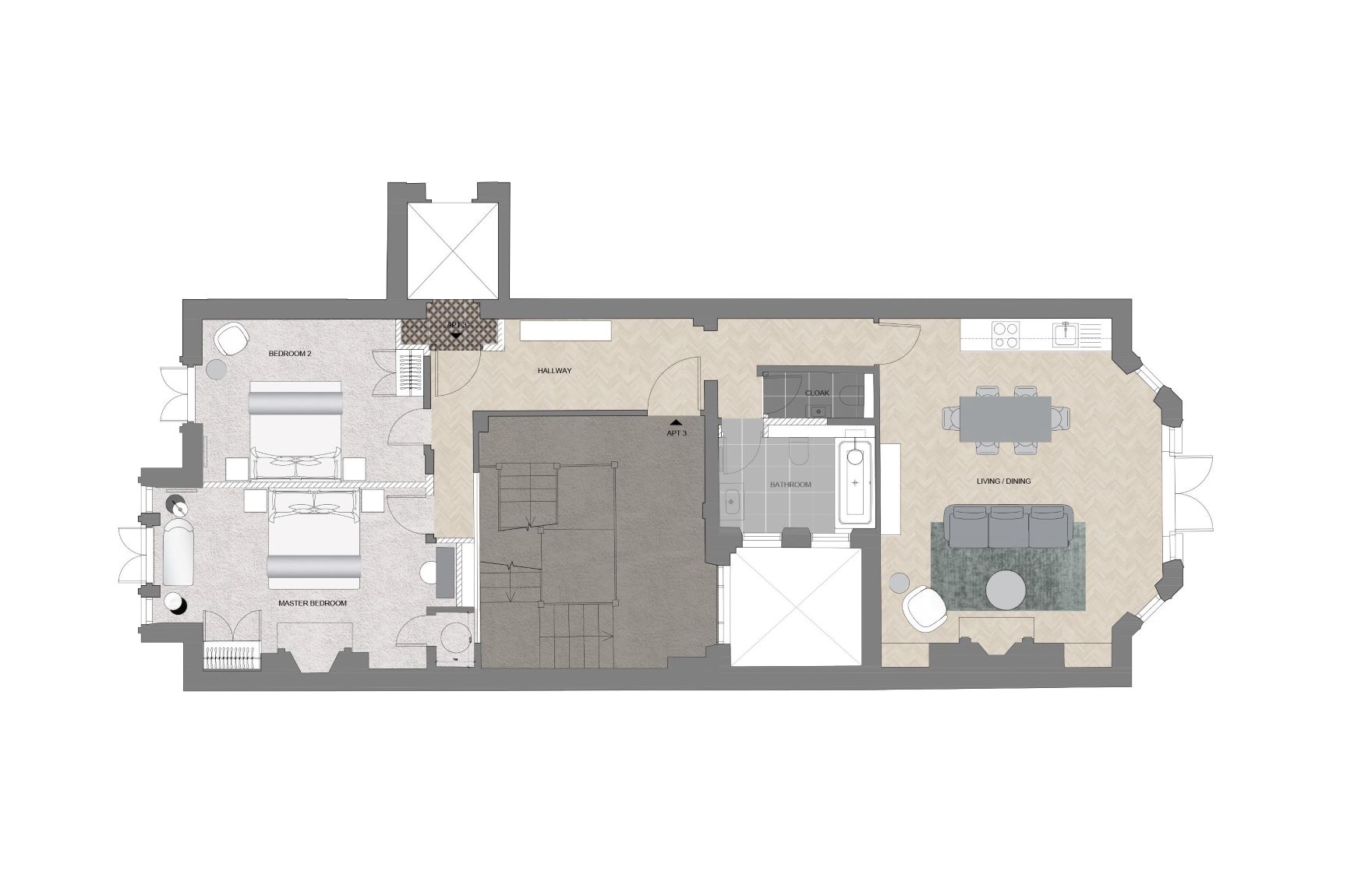 Floor plan of Apartment 1 at 11 Cadogan Gardens