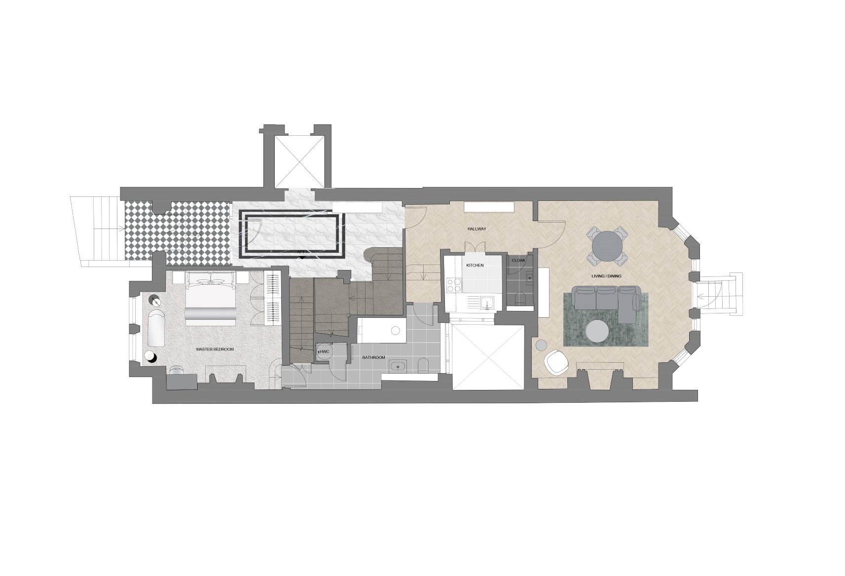 Floor plan of Apartment 5 at 11 Cadogan Gardens