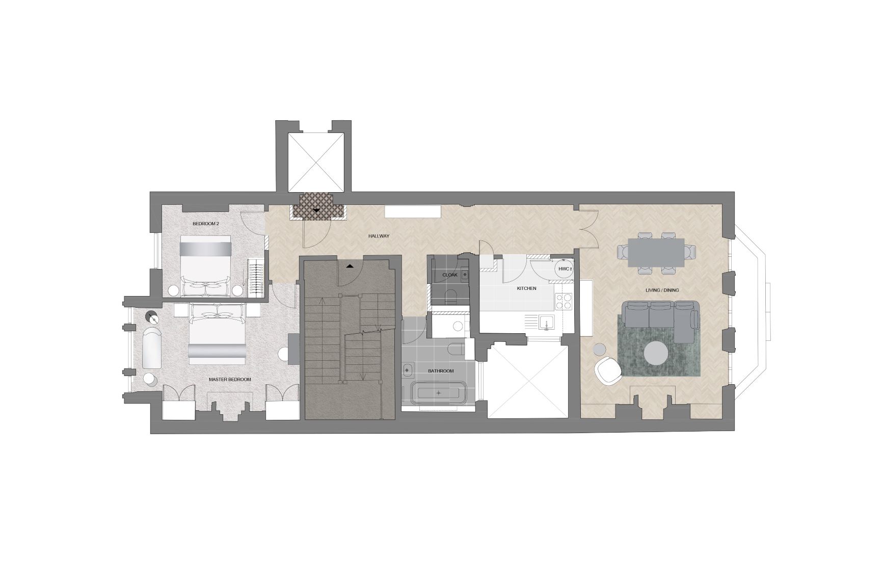 Floor plan of Apartment 2 at 11 Cadogan Gardens