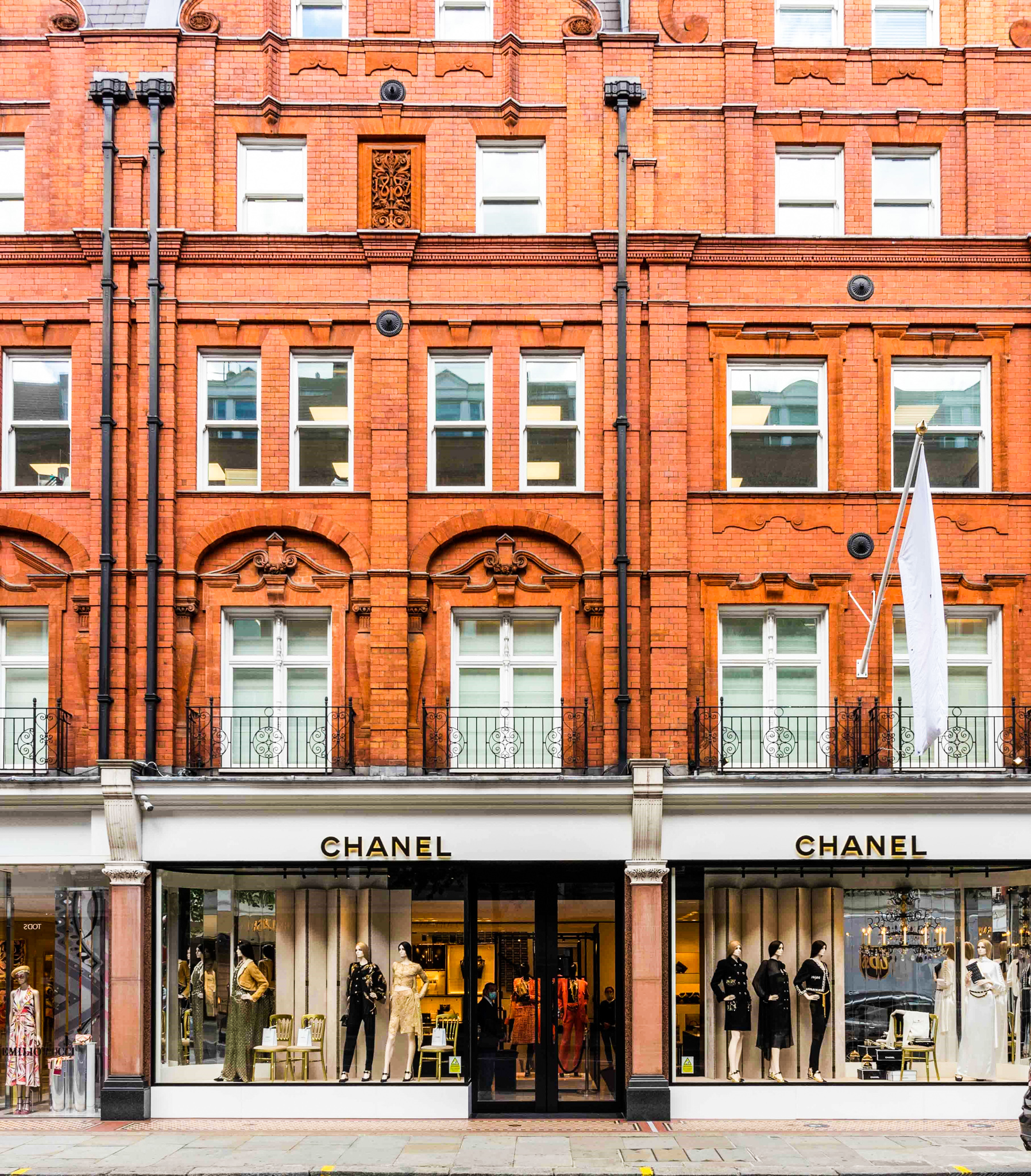 Exterior day time view of Chanel on Sloane Street in London